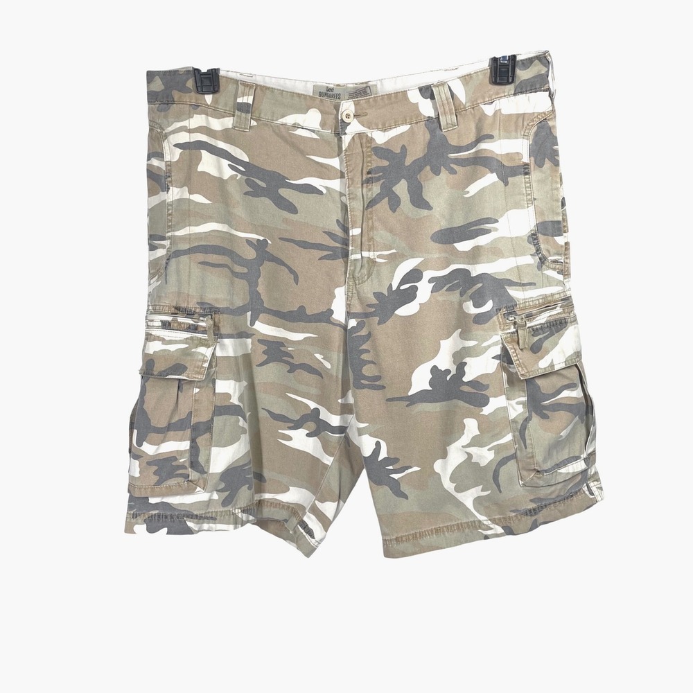Lee Dungarees Men Camo Cargo Shorts Tan Brown Woodland Camouflage Size 40 Cotton